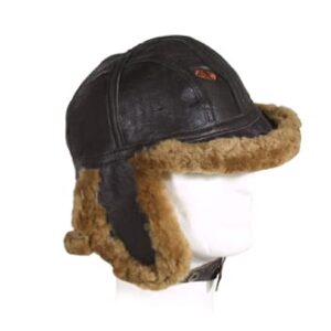 3884 - BIGGLES LEATHER FLYING HAT - BROWN