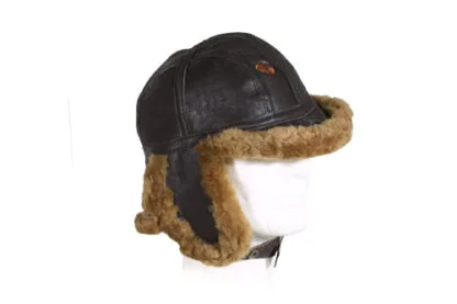 3884 - BIGGLES LEATHER FLYING HAT - BROWN