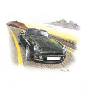 MG RV8 PRINT - HAND-COLOURED