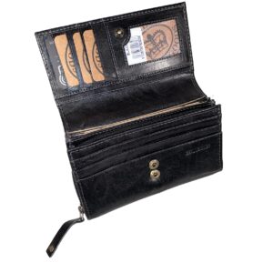 5686 - BLACK LADIES LEATHER PURSE WITH MG CHARM