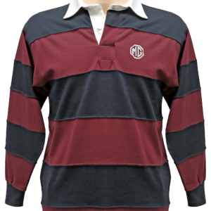 5732 - BURGUNDY/ NAVY STRIPED RUGBY SHIRT